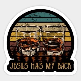 Jesus Has My Back Whisky Mug Sticker